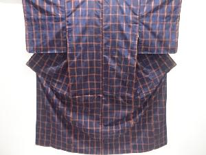 格子織り出し米沢紬着物アンサンブル